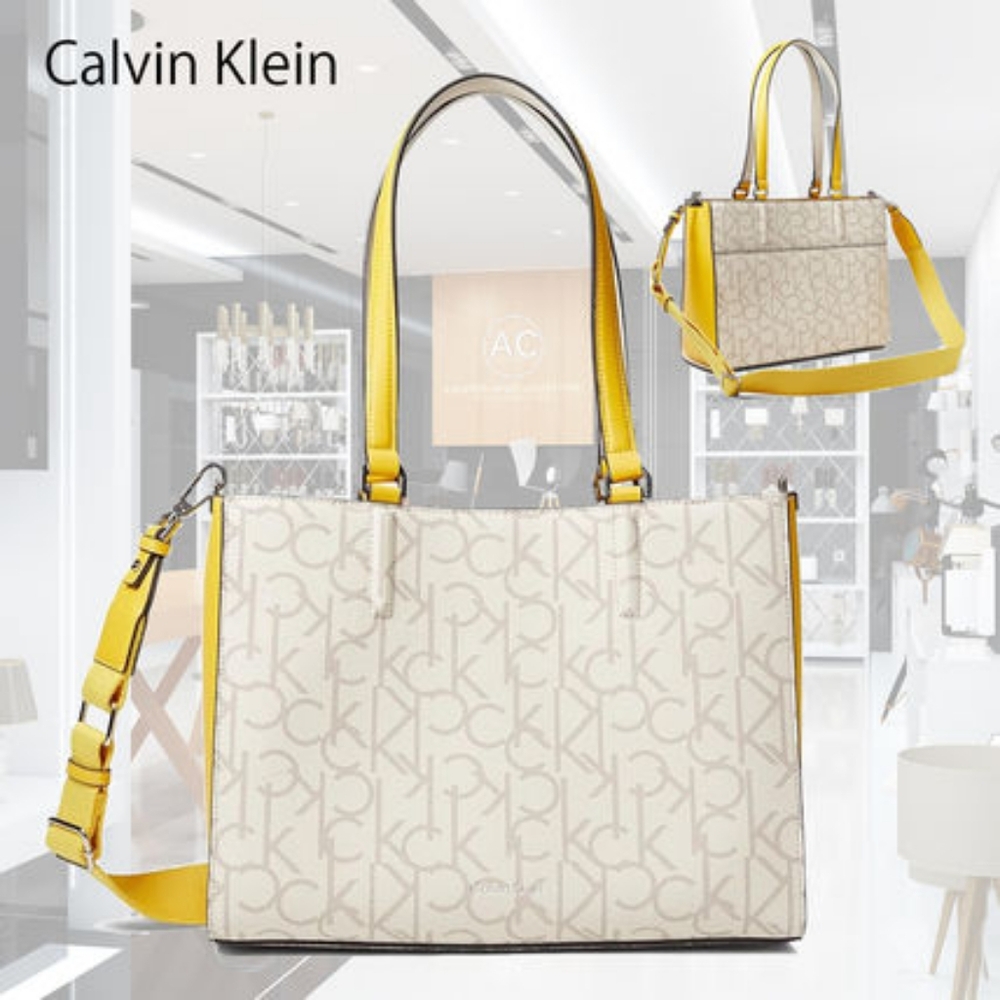 Calvin Klein Maddi tote in Vanilla, khaki, daffodil